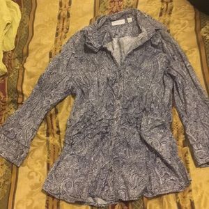 3/3 Sleeve Paisley Collared shirt with pleating